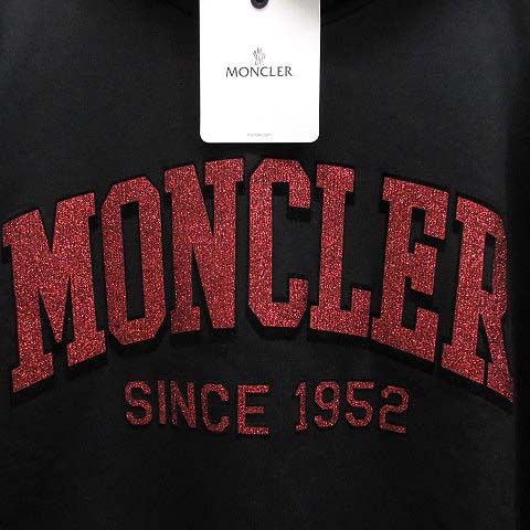 モンクレール MONCLER ラメ フロッキー ロゴ スウェット パーカー 