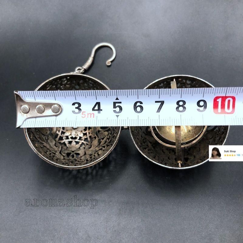 銅 細工 茶道具 香道具 香薫球 倒流香弔炉 花鳥紋香球 工芸品