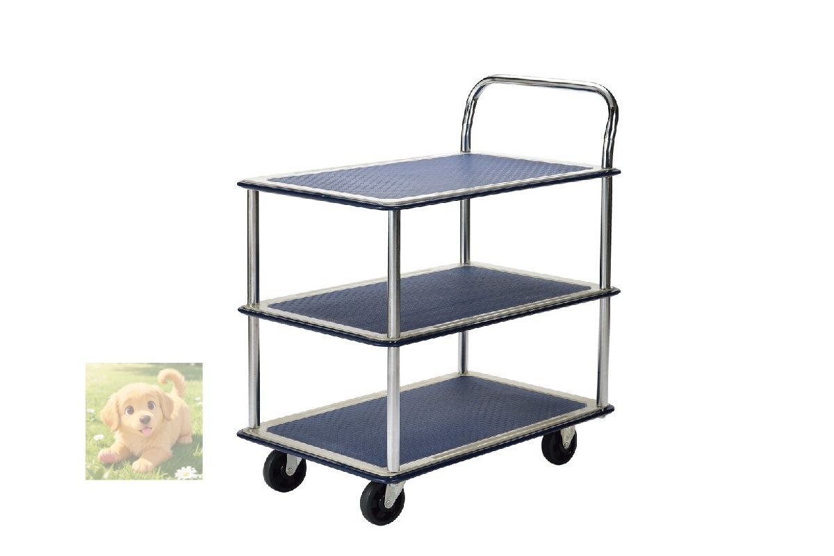 スチール台車 3段式 150キロ積載 TE1503 静音 台車 運搬車 カート 運搬器具 150キロ積載