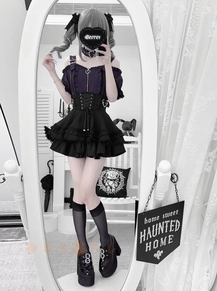 ネイルチップ‪‪❤︎‬ブラック 量産型地雷韓国ワンホンイニシャル‬