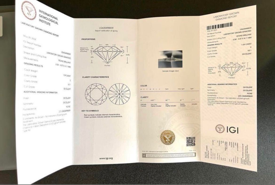 IGIラボグロウンダイヤモンド1.09ct E VS1 鑑定書付き NEXPOTALLINN_EU