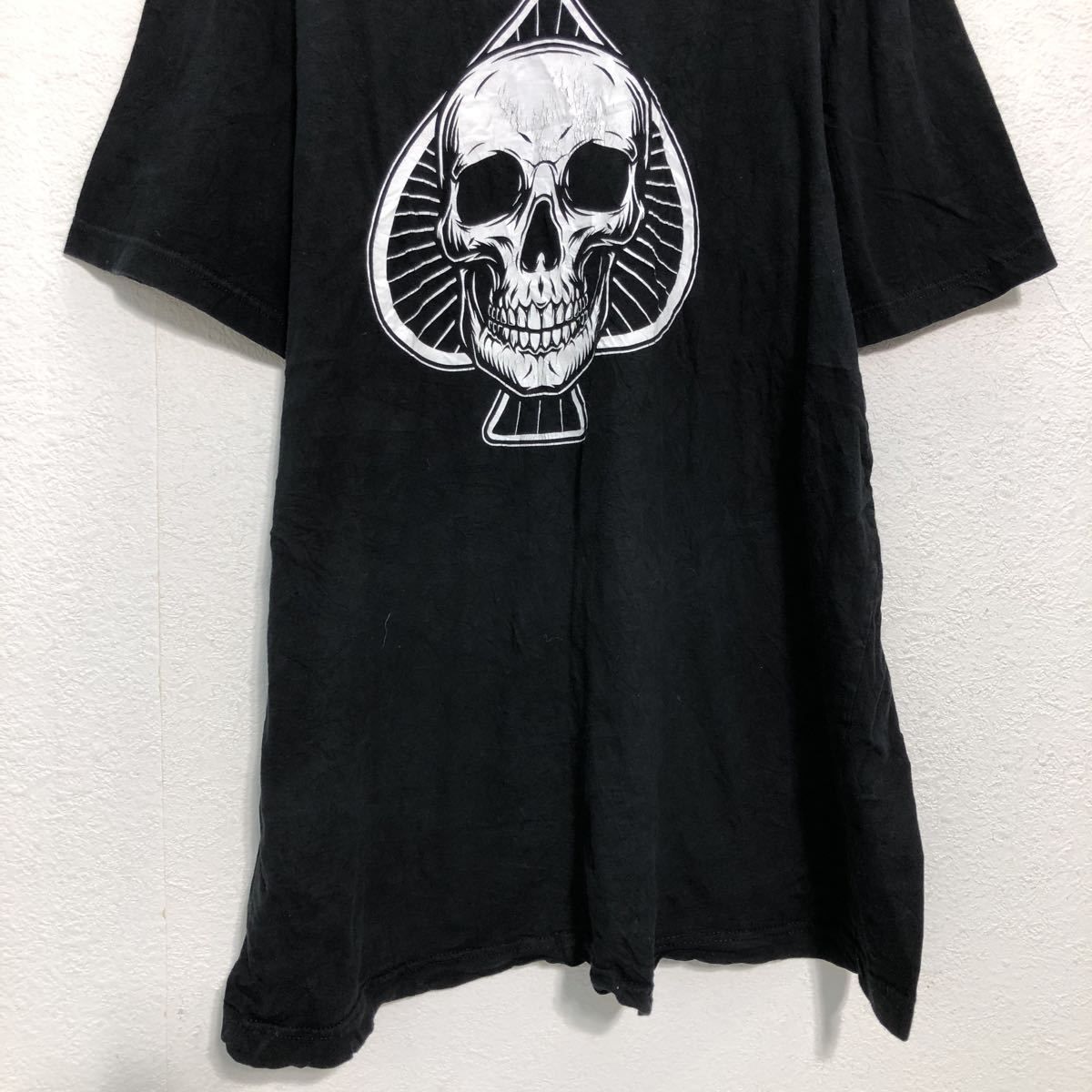 半袖 プリント Tシャツ XXL ブラック ホワイト skeleton 古着卸