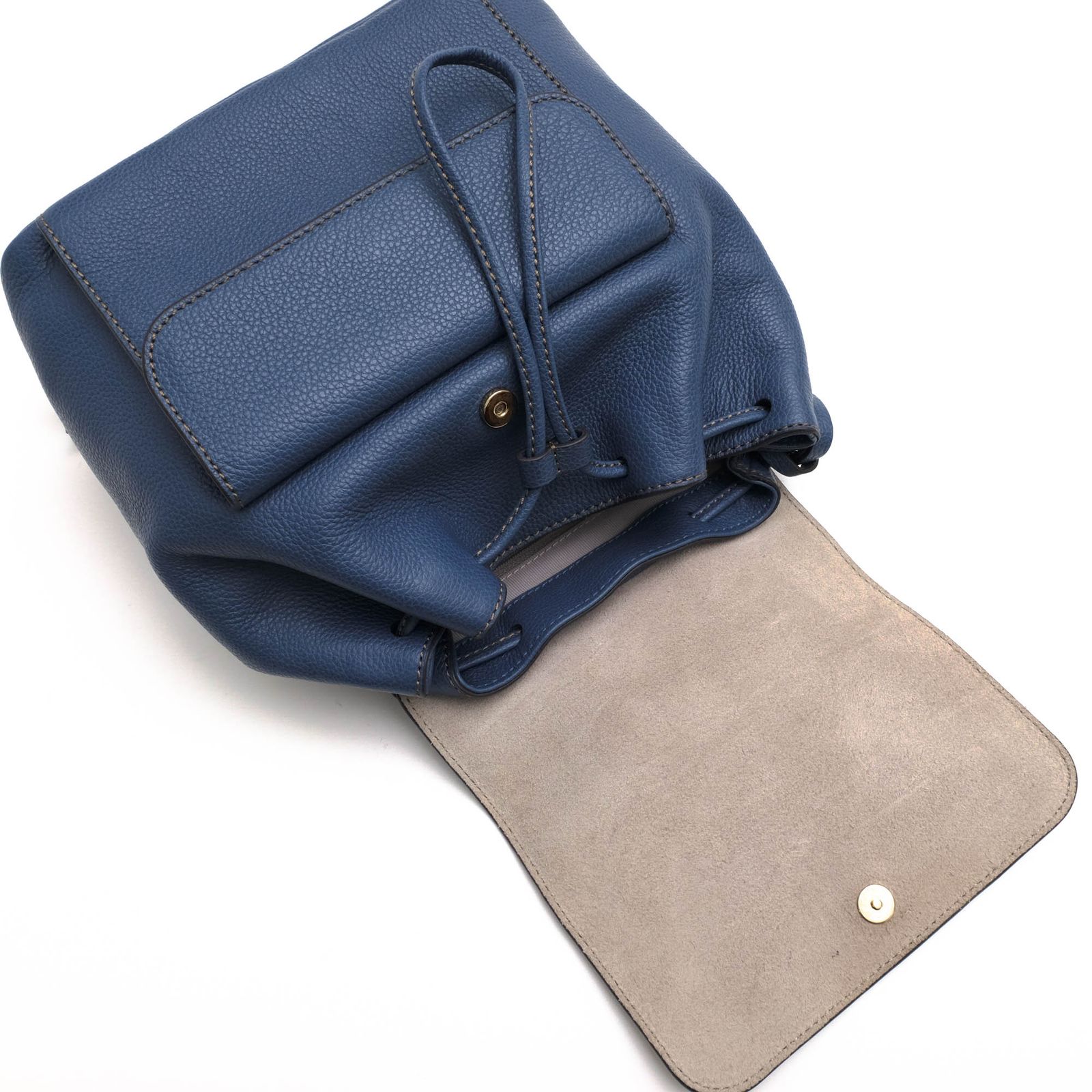 FURLA Noemi Backpack Blue Leather Shrink Pebbled Genuine 