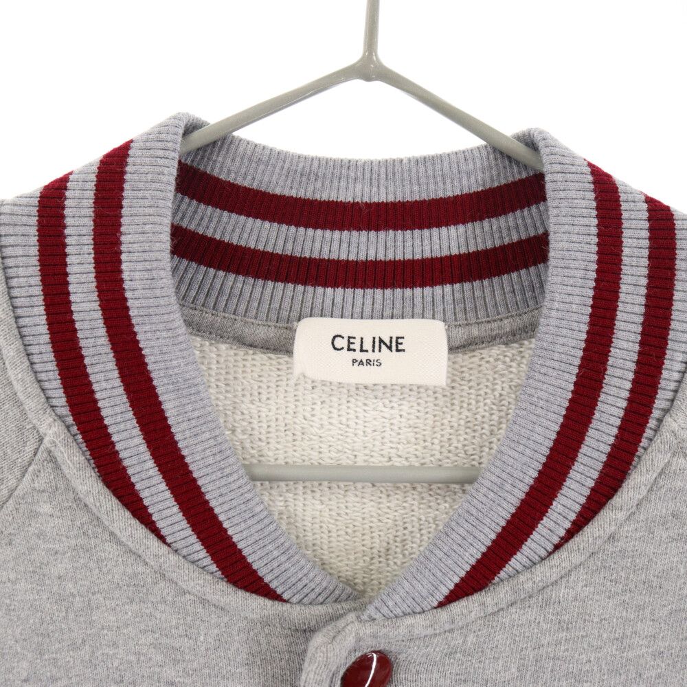 CELINE 22AW カレッジ テディジャケット 2Y815345F セリーヌ テディ 22AW コットン ブルゾン L メンズ ボルドー