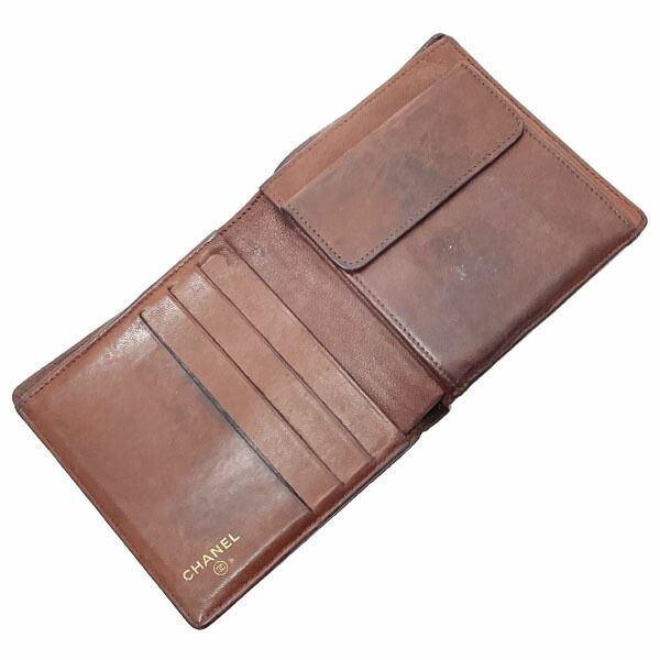 シャネル 財布 ココマーク 二つ折り財布 キャビアスキン レザー 革 ダークブラウン 濃茶 こげ茶 CHANEL CC コンパクト財布 ミニ財布 ミニウォレット ウォレット サイフ