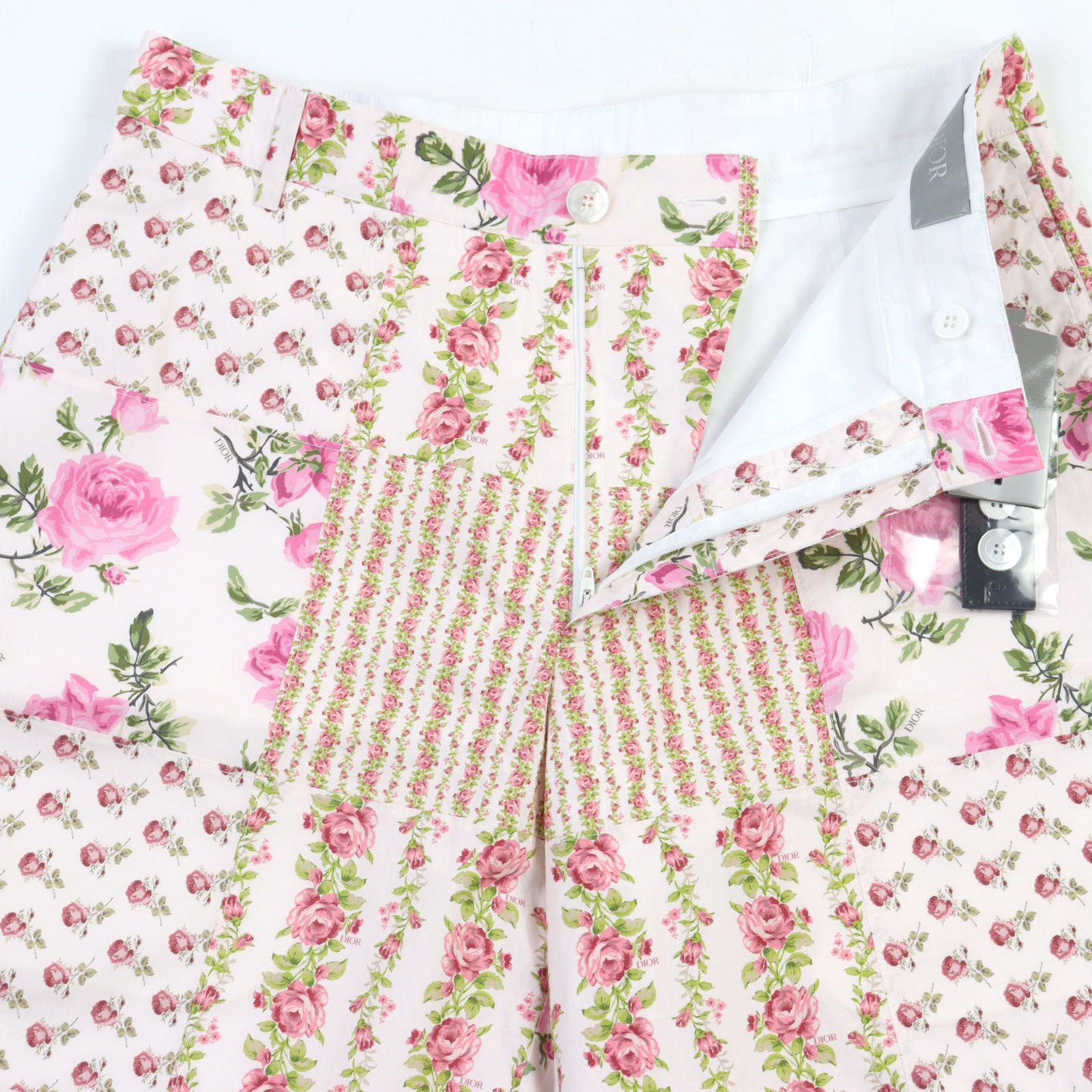 ♥品○DIOR ディオール オム 293C170B5680 ロゴ入り パッチワーク フローラル 花柄 ハーフパンツ ショートパンツ マルチカラー 46 イタリア製 正規品 メンズ