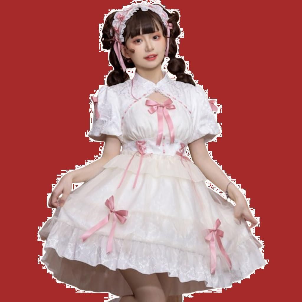 喜ばれる誕生日プレゼント WhiteBird】Arielロリィタワンピース 白×ピンク コスプレ衣装