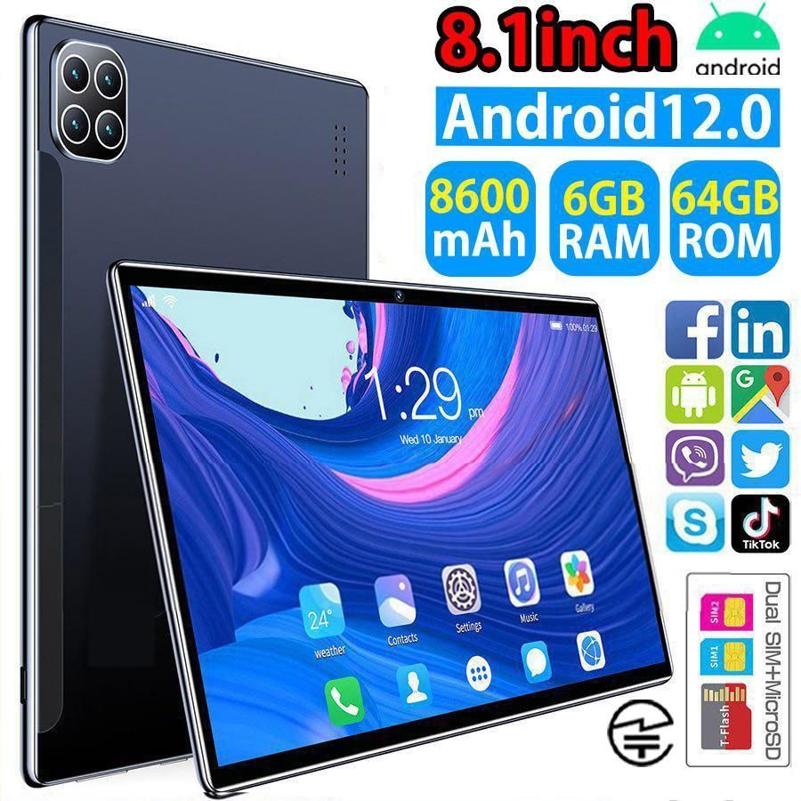 タブレット pc 本体 8.2 インチ Android 22.0 Wi-Fi 通話対応 IPS液晶 simフリー GMS認証軽量 在宅勤務 ネット授業 プレゼント 人気 Bluetooth 2025