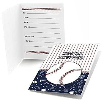 Batter Up - Baseball - Fill In Baby Shower or Birthday Party Invitations 8 count