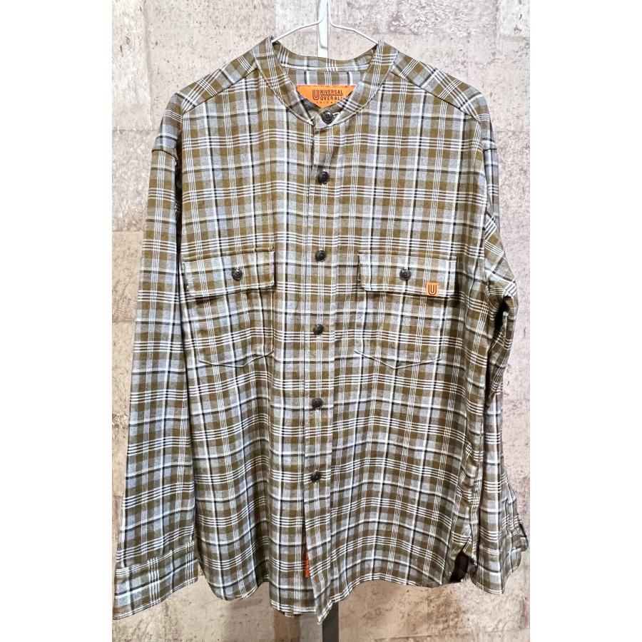 美品 ユニバーサル オーバーオール X CIAOPANIC 別注 チェック バンドカラーシャツ M メンズ UNIVERSAL OVERALL
