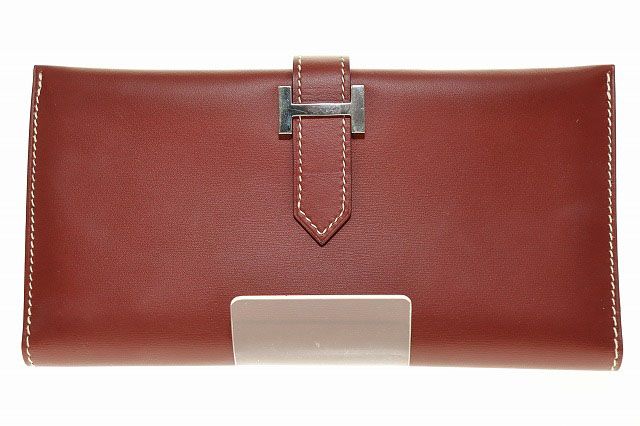 エルメス HERMES ベアンクラシック レザー 金金具 長財布 二