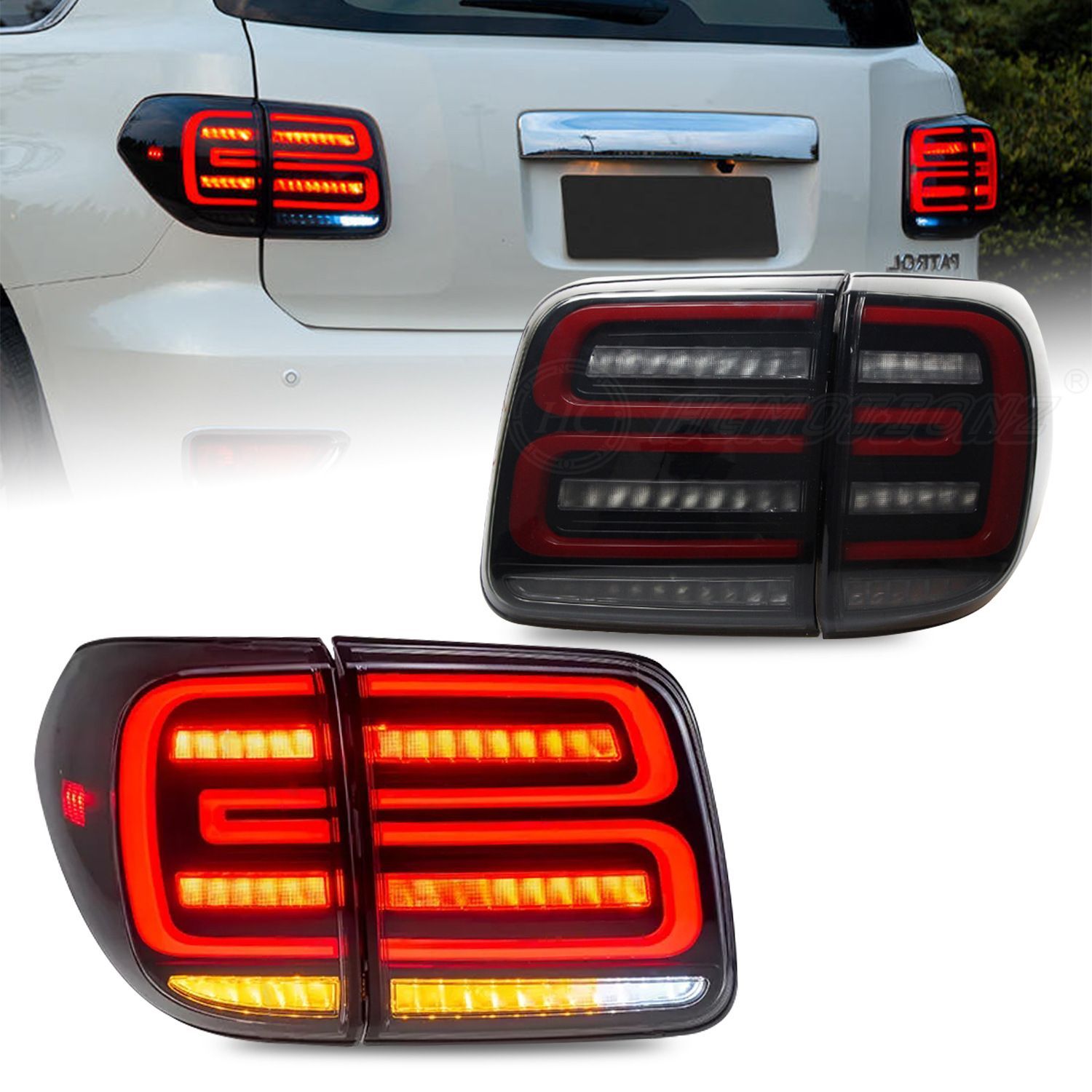 日産 途楽Y62 Patrol 12-19モデル流水ターンシグナルテールライトアセンブリ 10.09LY158再 げ