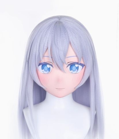 全頭マスク カツラ付き ロック付き NO.218 フルマスク ドール ヘッドロリータ人形 コスプレ 変身 仮装 着ぐるみ 二次元美少女