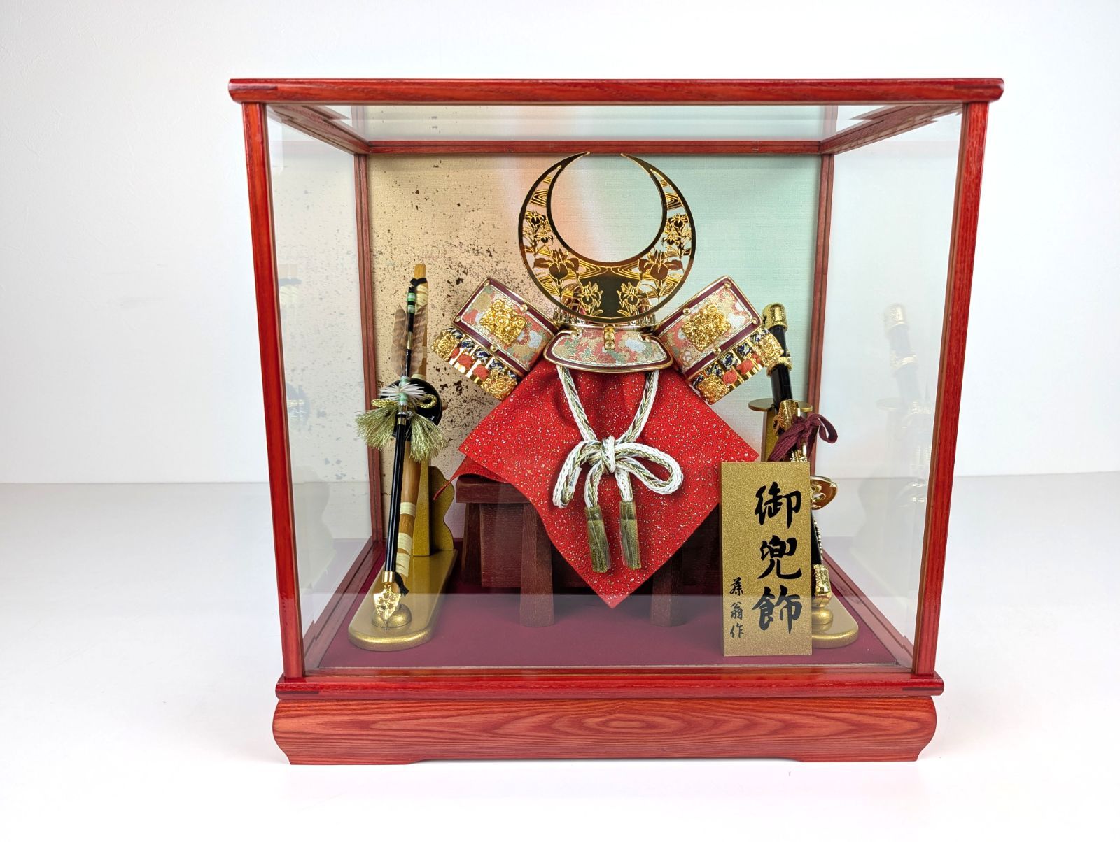 上杉謙信 東京久月 五月人形 家紋付き若大将飾りオルゴール付六角形