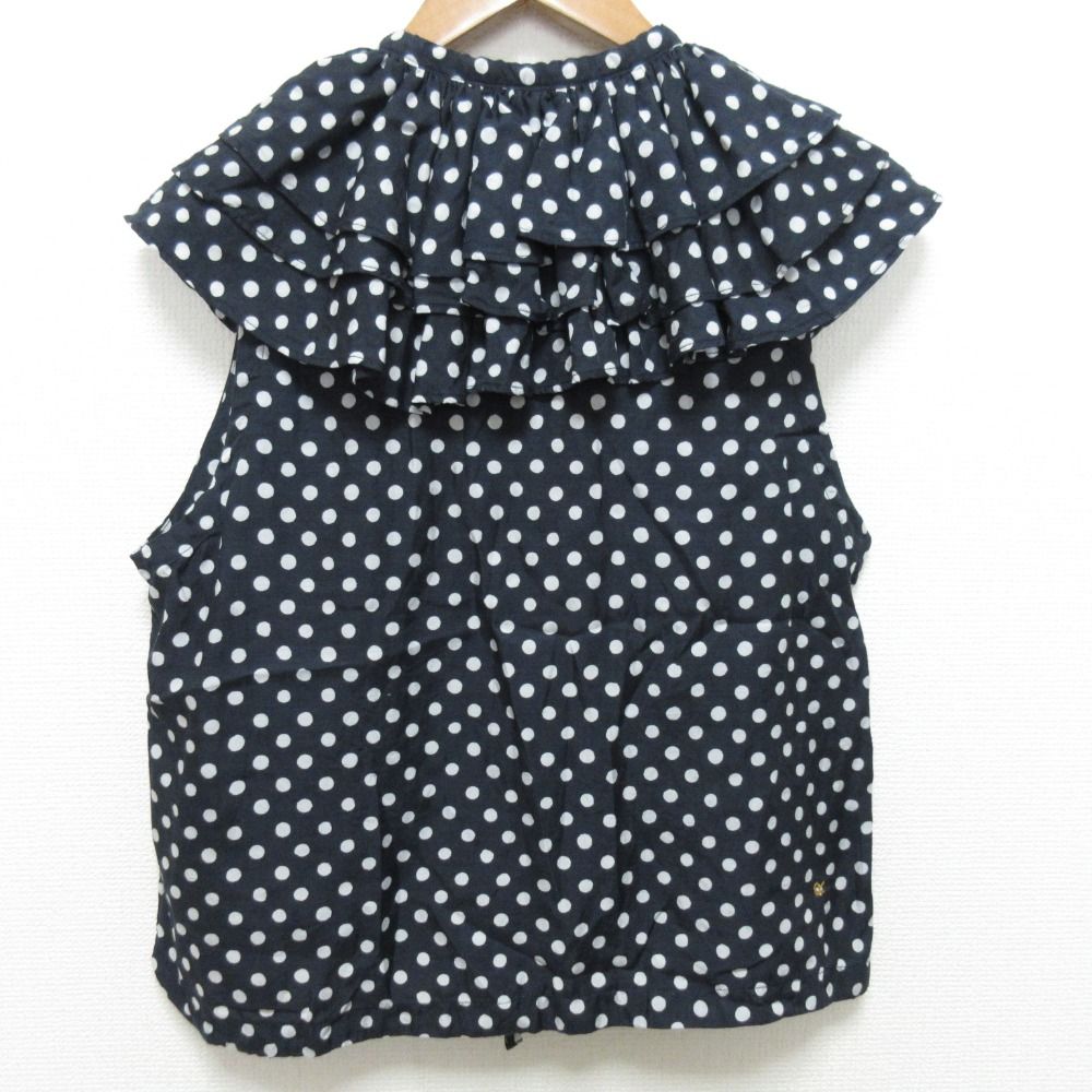 45 R フォーティーファイブアール キュプラコットンドットプリントのフリル キャミソール ネイビー レディース 古着