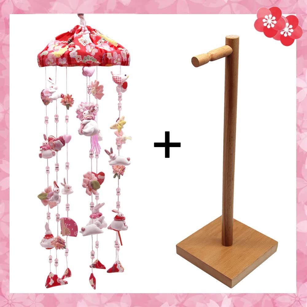 OKBABY つるし雛 つるし飾り 吊るし飾り 吊るし毬 天然木製台付吊るし雛 傘福 雛具 さげもん 雛人形 ひな人形 桃の節句 高さ65ｃｍ