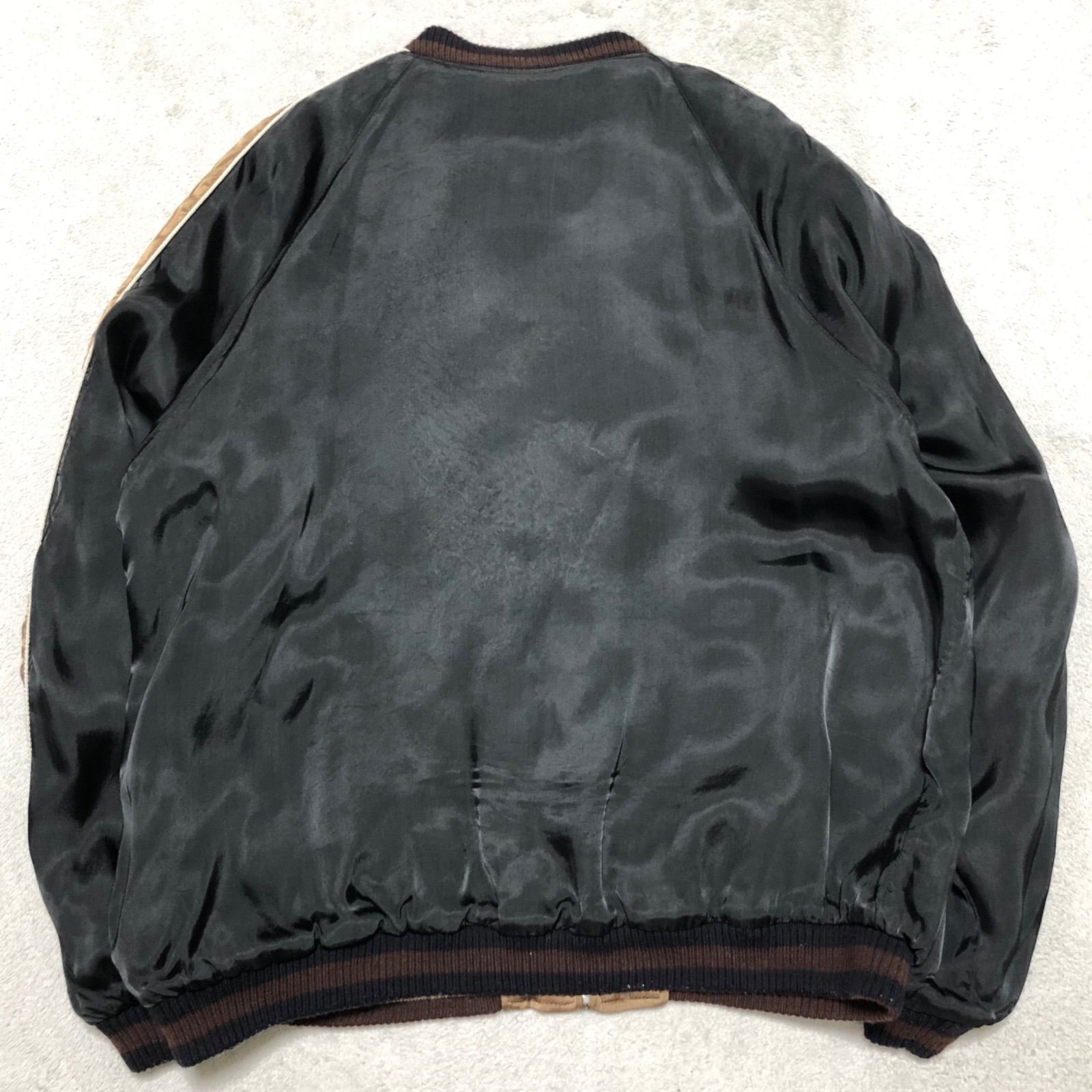 雰囲気◎ CROPPED HEADS 別珍 サテン リバーシブル スカジャン L 富士鯉リバーシブルスカジャン クロップドヘッズ 和柄 和風 送料