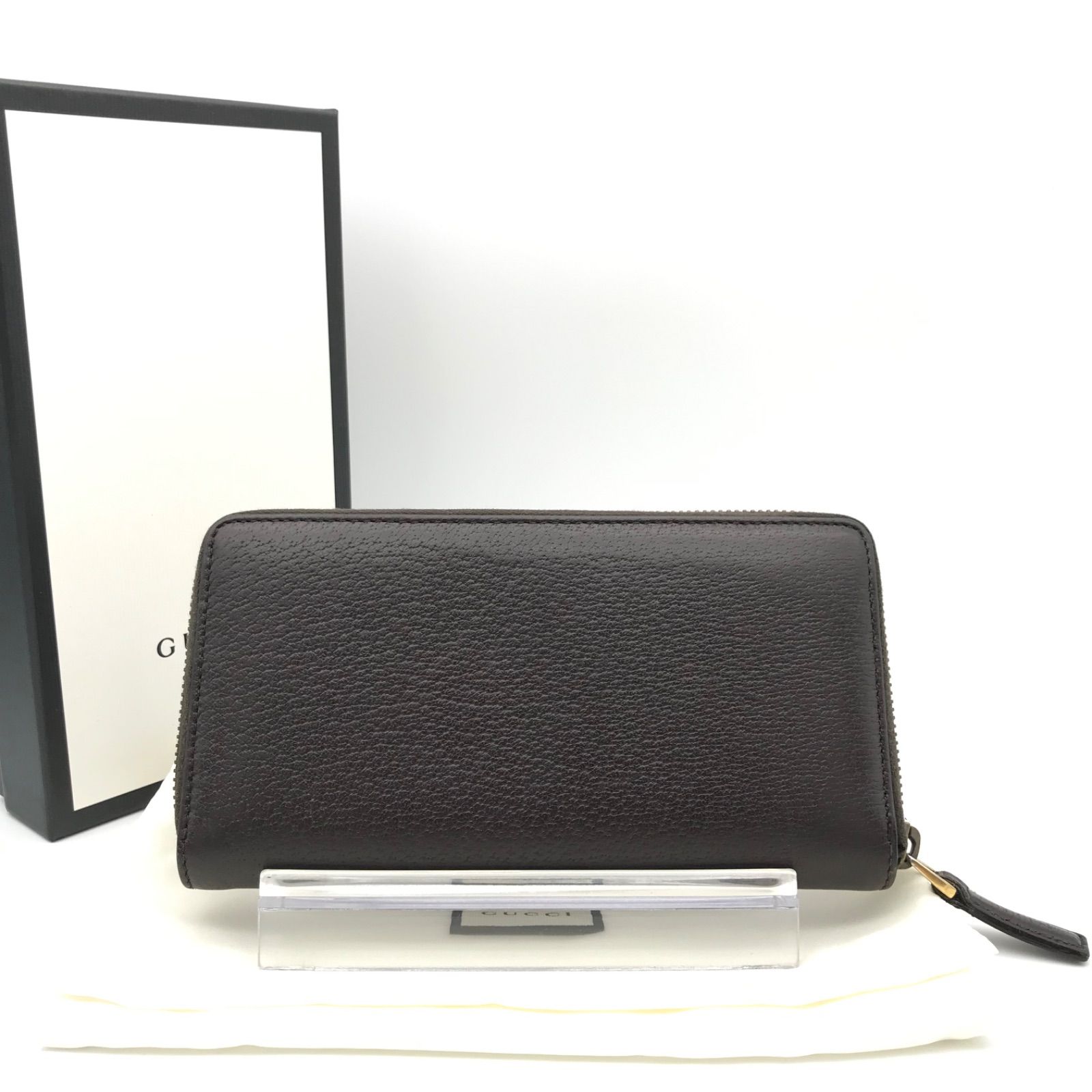 新品同様　グッチ財布　グッチ長財布　グッチggマーモント レザー　ダークブラウン 新品同様 グッチ財布 グッチ長財布 グッチggマーモント レザー