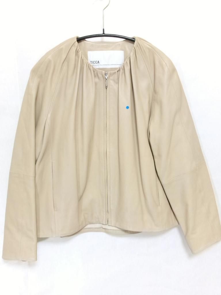 TICCA ティッカ ジャケット レザー ギャザー ノーカラー 上着 送料込み