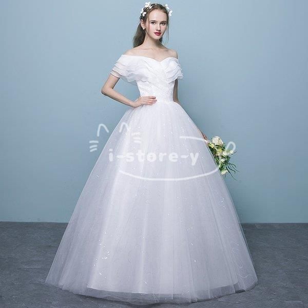 ウエディングドレス 結婚式 二次会 安い プリンセス エンパイア 花嫁 ドレス 白 披露宴 ロング 大きいサイズ シンプルドレス