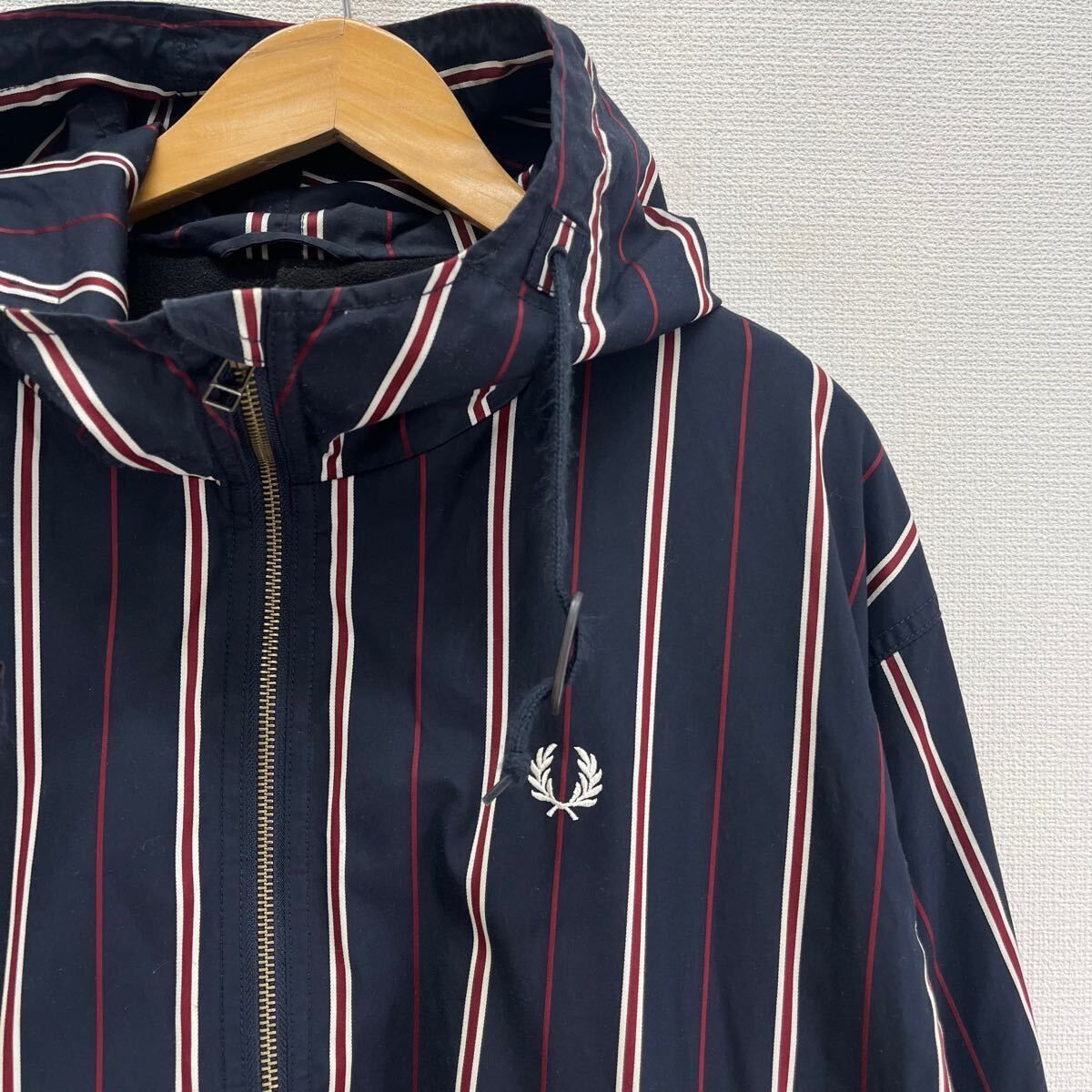 FRED PERRY フレッドペリー F2621 Striped Short Fishtail Parka フィッシュテールパーカー ストライプ  SOLOTEX 裏フリース M 10121237 - メルカリ