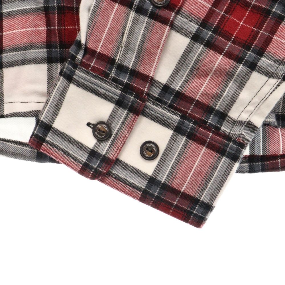 OFF-WHITE オフホワイト 21SS ALLOVER CHECK FLANN SHIRT オールオーバー チェック総柄 バックアロープリント フランネル ロングスリーブ 長袖シャツ レッド/ホワイト OMGA133R21FAB002 OFF-WHITE (オフホワイト) 21SS ALLOVER CHECK FLANN SHIRT オール