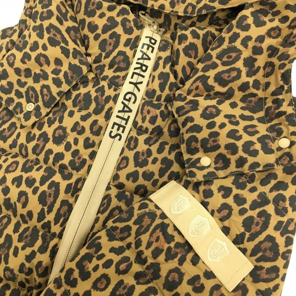 パーリーゲイツ 4WAYダウンジャケット ライトブラウン×黒 レオパード柄 収納袋付き レディース 0 S ゴルフウェア PEARLY GATES LLC-HASEGAWATOSO_COM