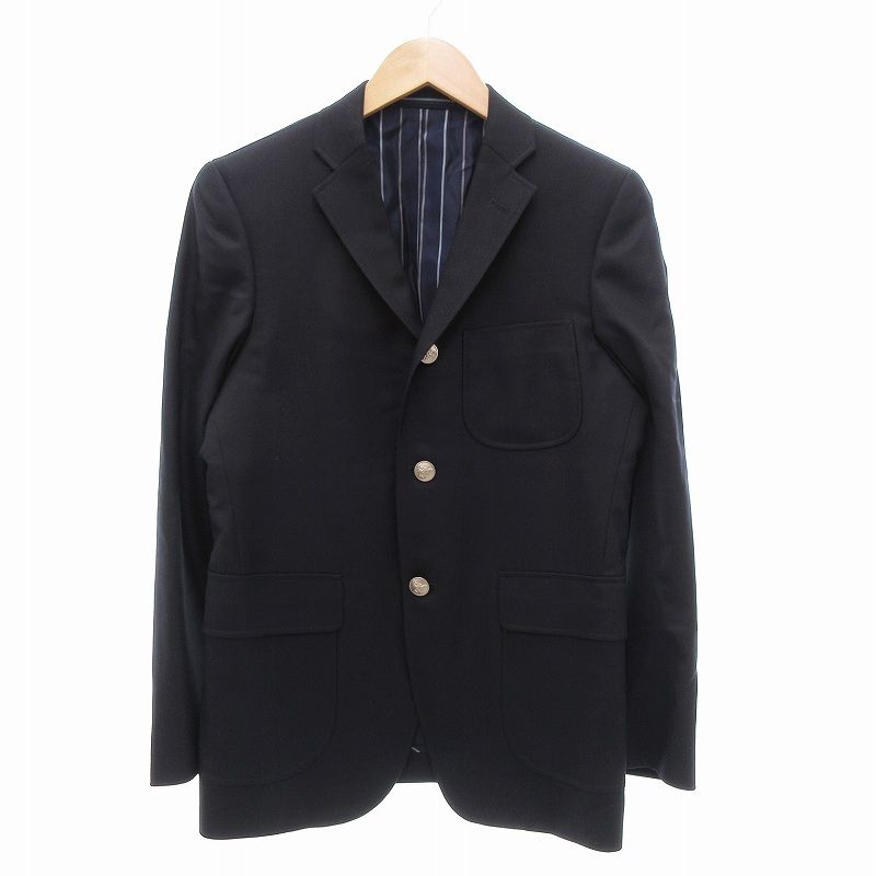 ヴァン ジャケット VAN JACKET 美品 テーラードジャケット 紺ブレ ブレザー ウール 3B ノッチドラペル 背抜き YA4 S 紺 ネイビー /JS