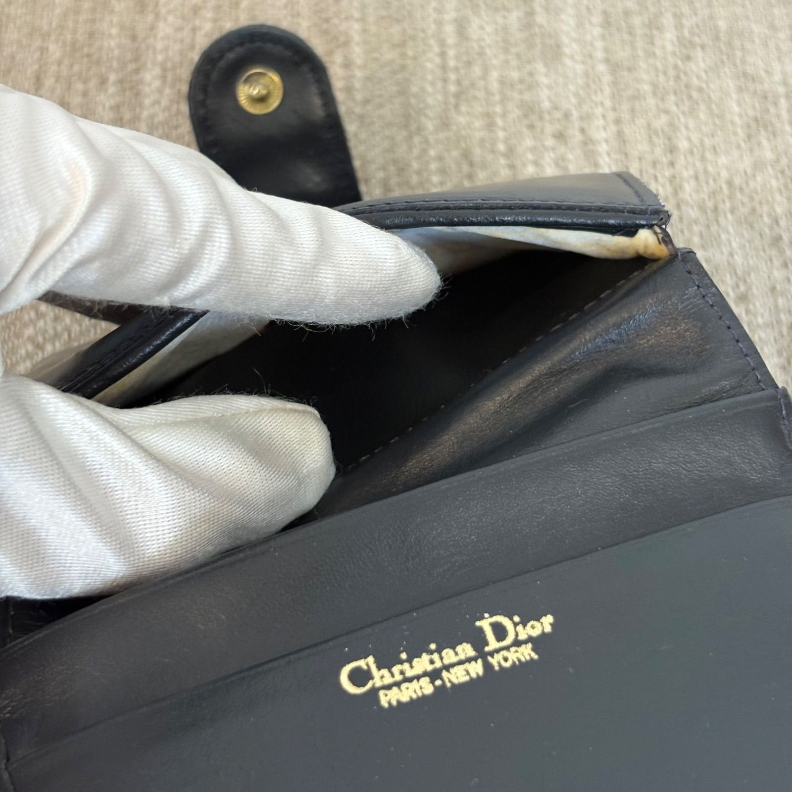 箱付き】クリスチャンディオール トロッター キャンバス×レザー がま口