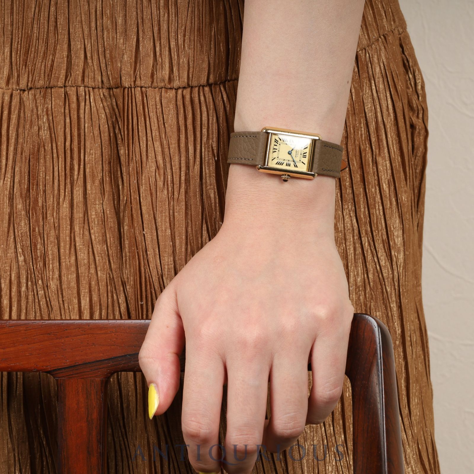 カルティエ マストタンク MM 2415 クォーツ Cal.- SV925 革 純正尾錠  