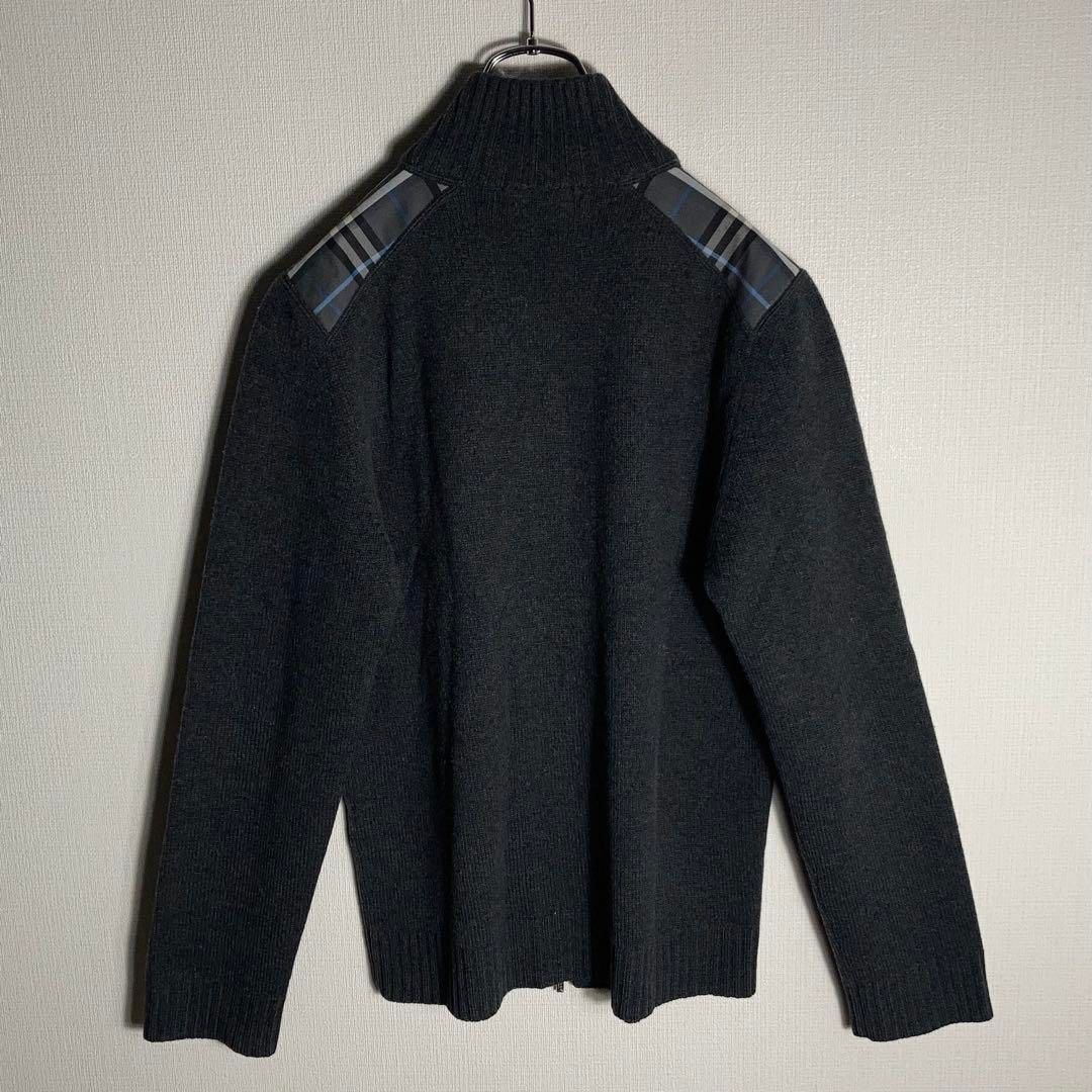 極美品BURBERRYバーバリー ウールカシミヤセーター Lサイズ ハーフジップ 極美品】BURBERRY カシミヤ混ウール ジップニット 刺繍ロゴ