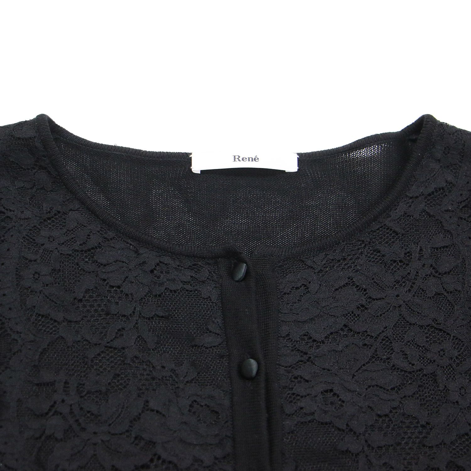 美品 Rene ルネ パール ジップアップ 半袖 カーディガン 2way 黒 美品 Rene ルネ パール ジップアップ 半袖 カーディガン 2way 黒