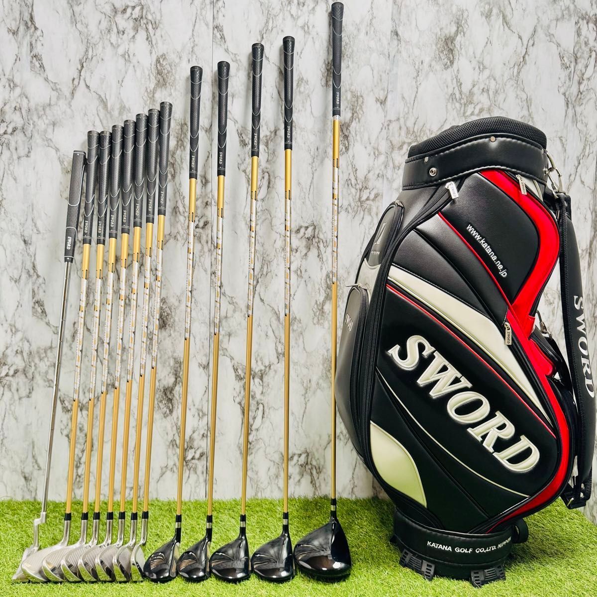 良品】初心者推奨 カタナ ソード メンズゴルフセット 13本 SR&R 良品