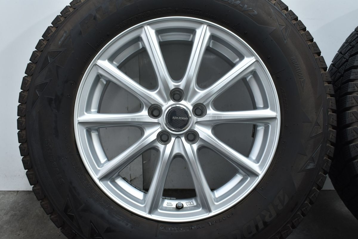 【良好品】エコフォルム 16in 6.5J +46 PCD100 ブリヂストン ブリザック DM-V2 215/70R16 フォレスター XV スタッドレス 即納可 送料無料