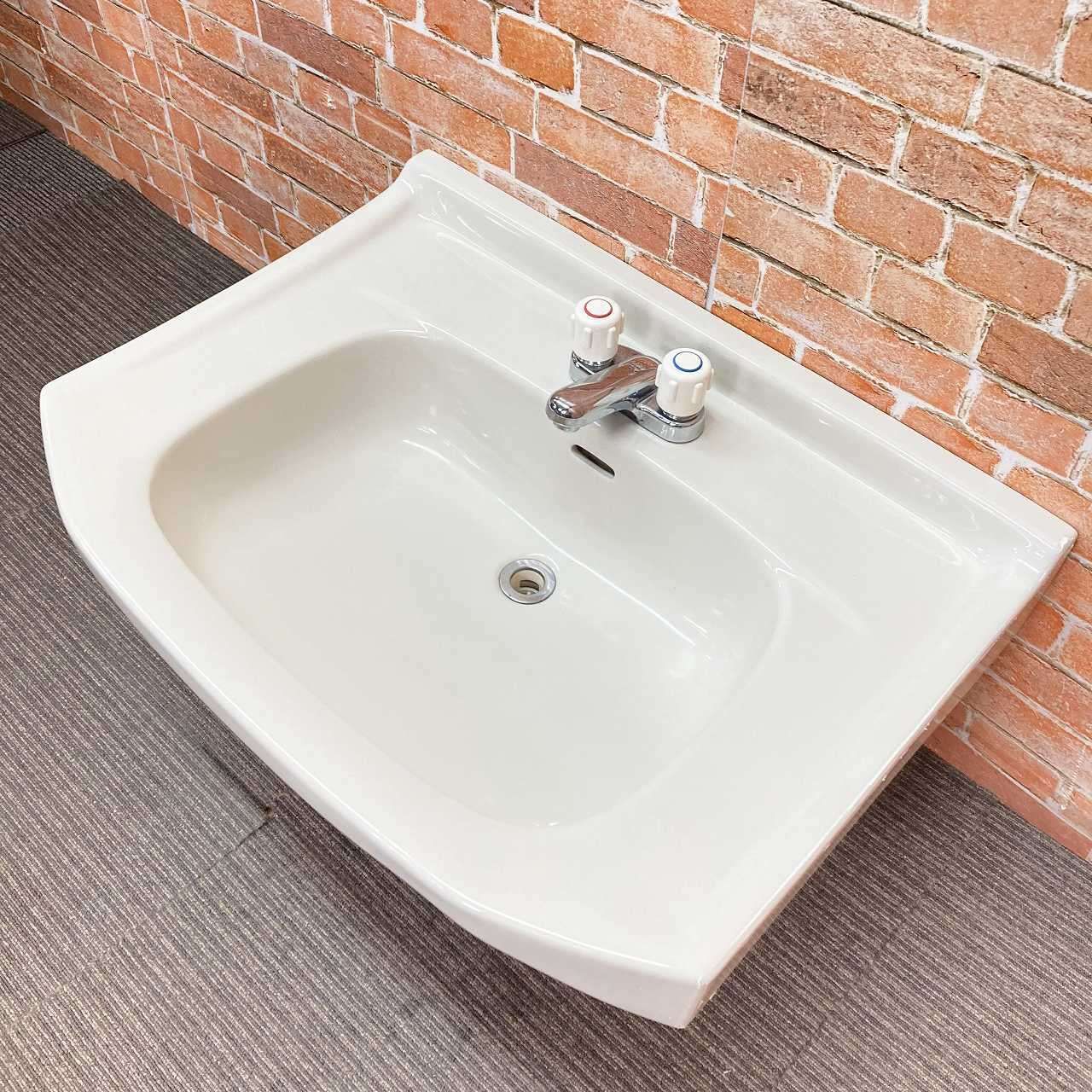 INAX 陶器製 蛇口付 洗面化粧台ボウル 洗面ボウルのみ L-2108 幅75cm 奥行き55cm L52 ミスティオフホワイト 手洗い器 E