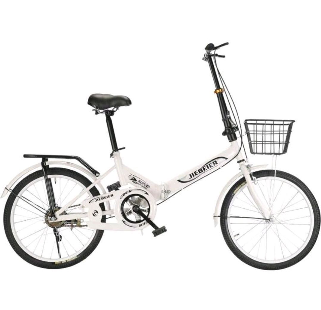 JIEBEIER 自転車 折りたたみ自転車 20インチ 軽量 小径車 防滑タイヤ 高炭素鋼フレーム リアキャリア付き キャリパーブレーキ 男性 女性 通勤 通学 街乗り