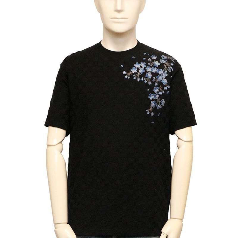 絡繰魂・粋 和柄 龍総柄刺繍 ブロックジャガードシャツ