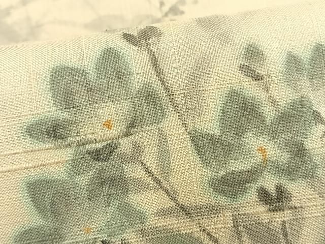 平和屋着物▽訪問着 単衣 生紬 手描き 草花文 正絹 逸品 AAAW1441fy
