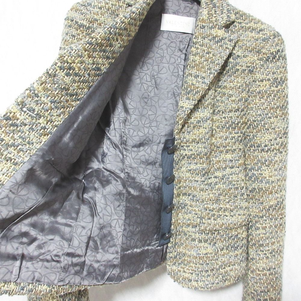 美品 VALENTINO ROMA ヴァレンティノ ローマ ツイード スカートスーツ セットアップ ジャケット スカート 42/6 ベージュ レディース 古着 中古 USED 美品 VALENTINO ROMA ヴァレンティノローマ ツイード シングル
