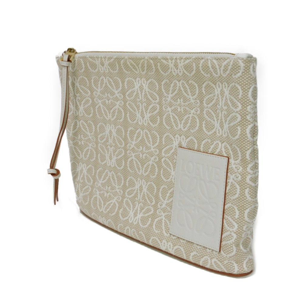 LOEWE ロゴ入りホワイトクラッチバッグ LOEWEクラッチバッグ(展開可)