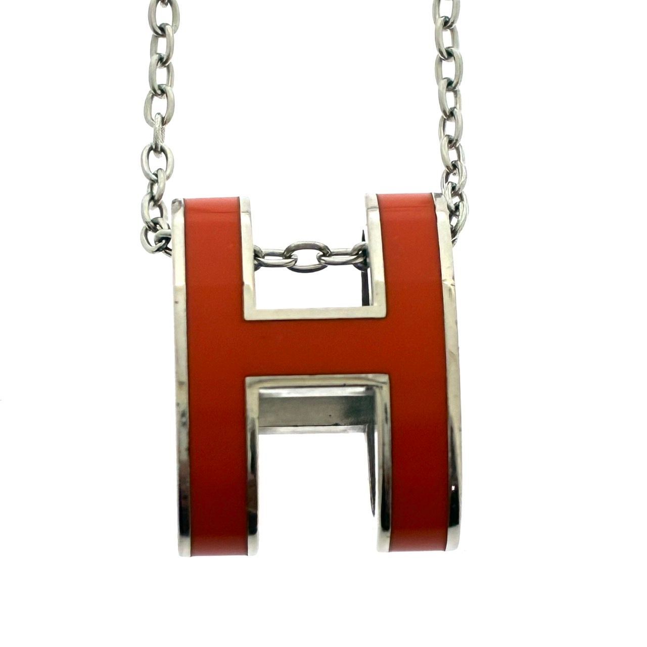 ！美品！　HERMES エルメス　ポップアッシュ　オレンジ　シルバー エルメス HERMES ネックレス ポップH ポップアッシュ オレンジ
