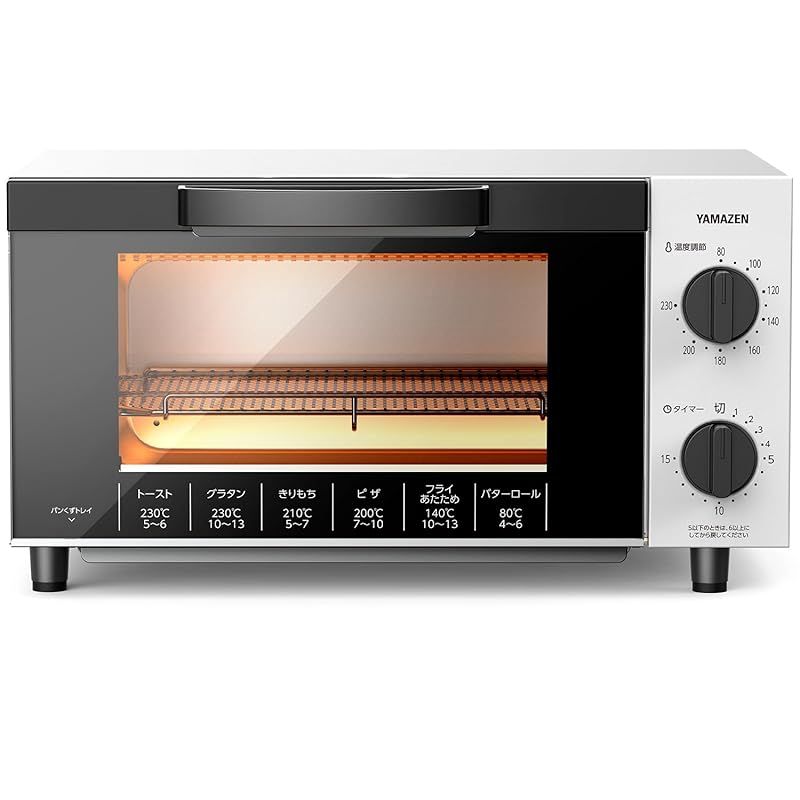 [山善] トースター オーブントースター トースト 4枚焼き 16段階温度調節 タイマー機能 1200W メッシュ焼き網 受け皿付き ホワイト YTK-FC123(W) 0