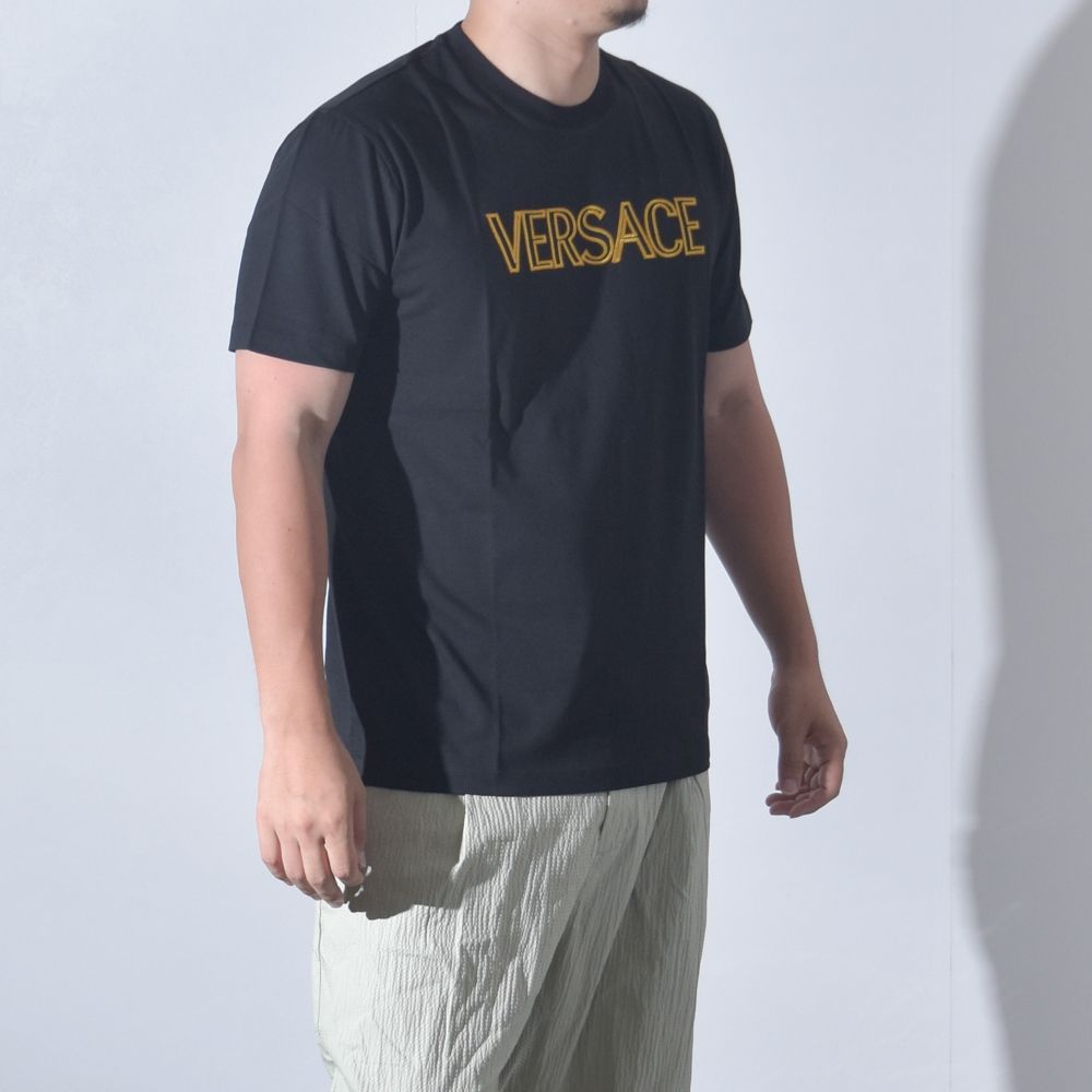 ヴェルサーチ Tシャツ メンズ 半袖 ブランド ロゴ メデューサ クルーネック 1011860 ブラック 黒 ホワイト 白 VERSACE