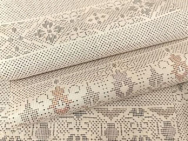 平和屋着物○本場大島紬 白大島 9マルキ 横段花文 正絹 逸品 未使用