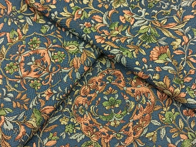 平和屋着物▽上質な小紋 単衣 花唐草文 金彩 反端付き