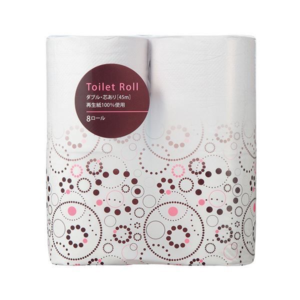 まとめ TANOSEE リサイクルトイレットペーパー ダブル 芯あり 45m 1パック 8ロール