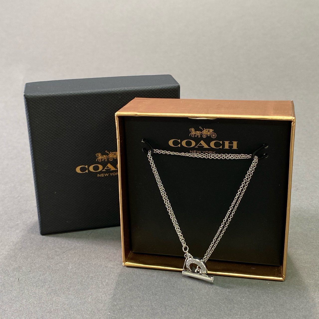 d22 《美品》 COACH コーチ マンテル 2連 チェーンブレスレット F54515 