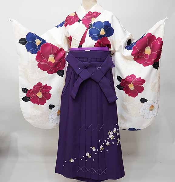 二尺袖 着物 袴フルセット ジュニア用へ直し 135～150cm ボヌールセゾン アイボリー 袴変更 卒業式 NO42127-02