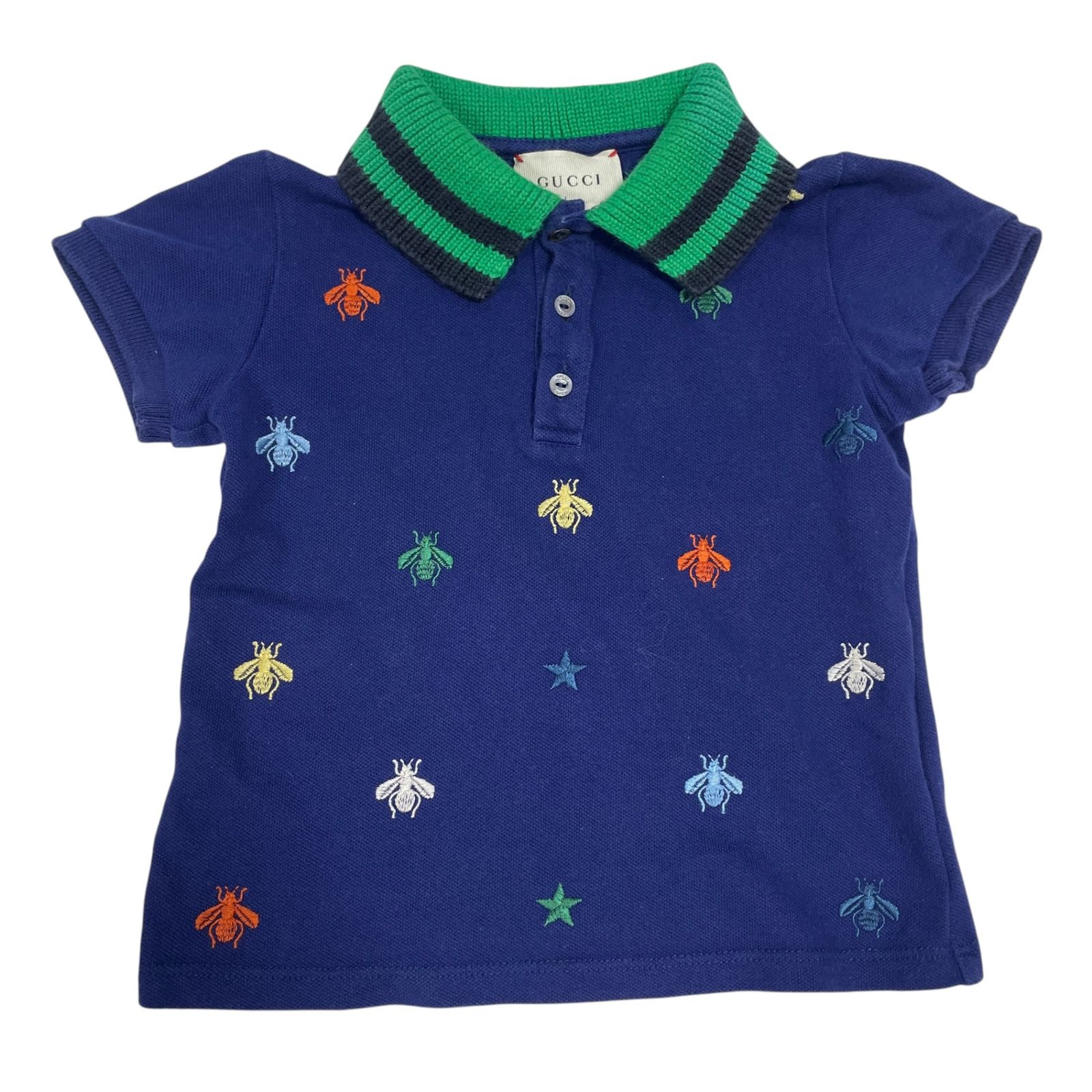 GUCCI メンズ ポロシャツ 新品・未使用 BEE 蜂 ◇中古品◇ GUCCI グッチ ポロシャツ ブルー 青 BEE POLO T
