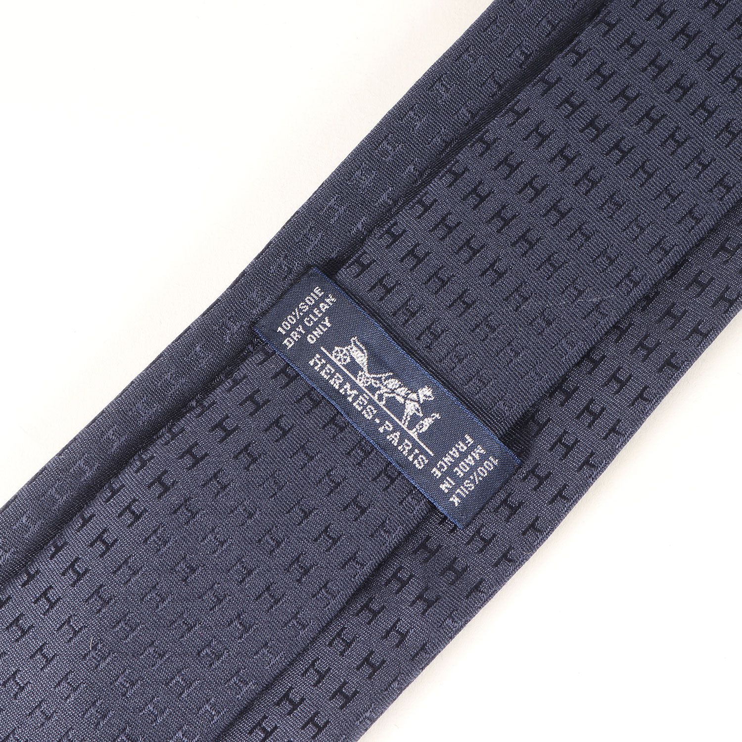 美品 HERMES エルメス ジャガード H柄 総柄 ネクタイ ネイビー 紺 HERMES エルメス ネクタイ ネイビー 紺 | Hロゴ ジャガード 総柄